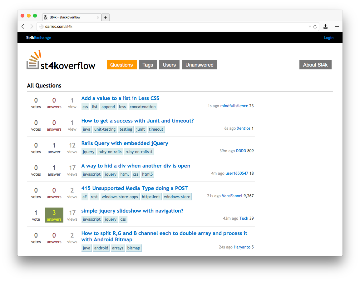 StackOverflow clone in 4096 bytes
